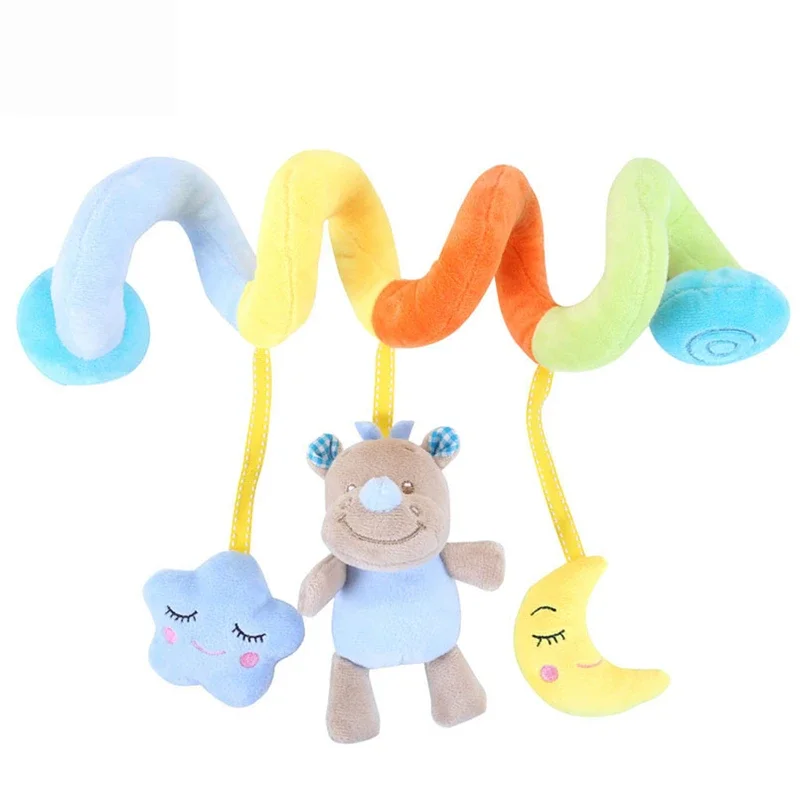 Spiral Hanging Rattles Baby Infant Plush Toys Mobile Cartoon Bed Stroller Squeaky Hand Bells Pacifier Dolls Toddler погремушки