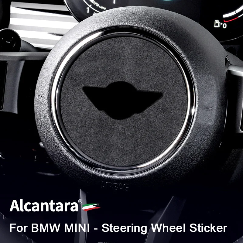 

For BMW MINI Cooper Clubman Countryman F54 F57 F60 R55 R56 R58 R59 R61，Alcantara Steering Wheel Panel Horn Decorative Sticker