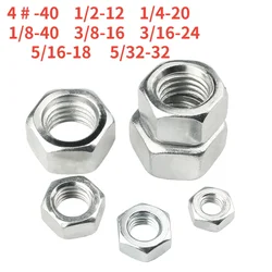 4 # -40 1/2-12 1/4-20 1/8-40 3/8-16 3/16-24 5/16-18 5/32-32 White Zinc Plated Anglo American Hexagon Nut