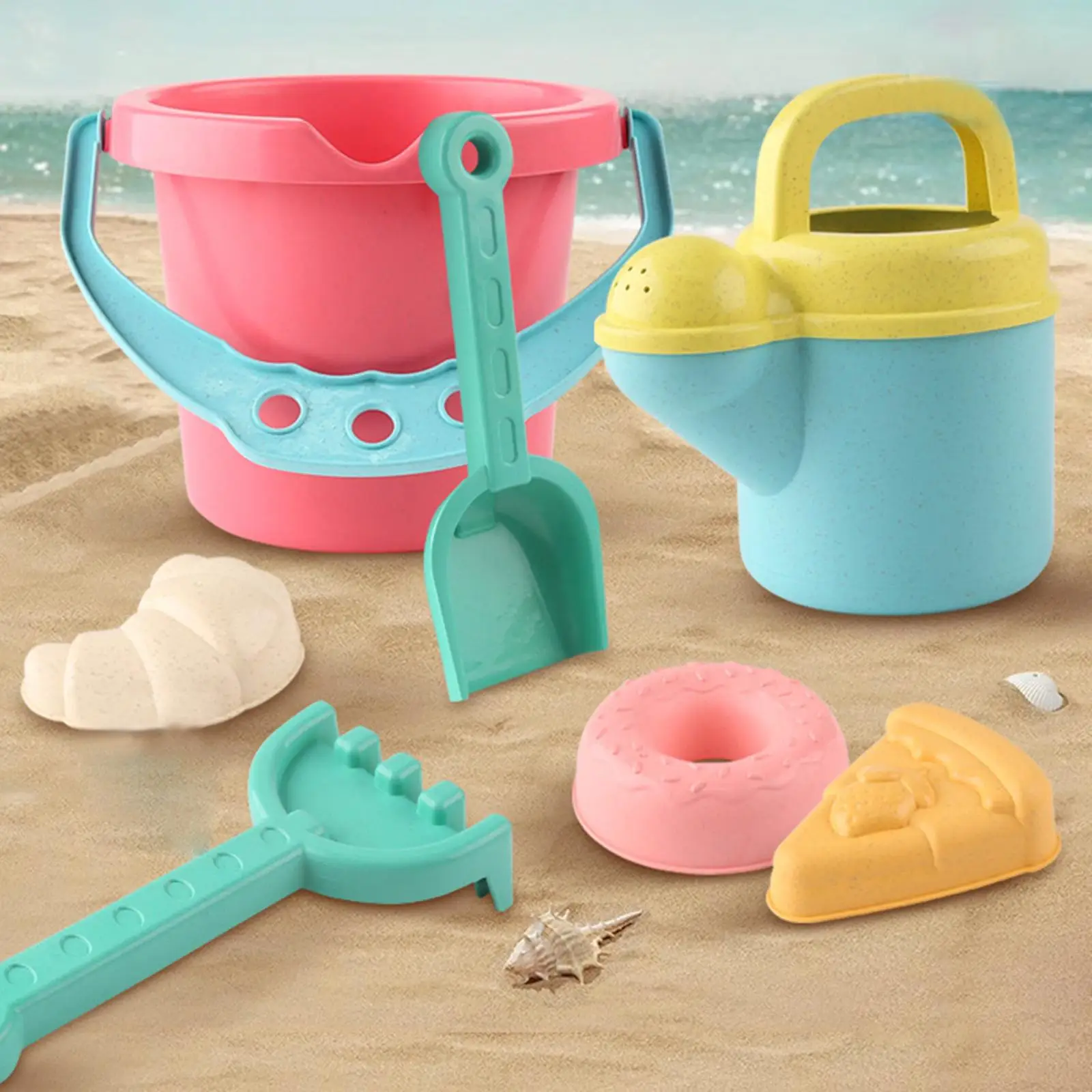 Jouets de plage pour garçons et filles, jouets de sable précoces, château de neige, jouets pour la randonnée, pique-nique, pêche, activités d'été, 7 pièces