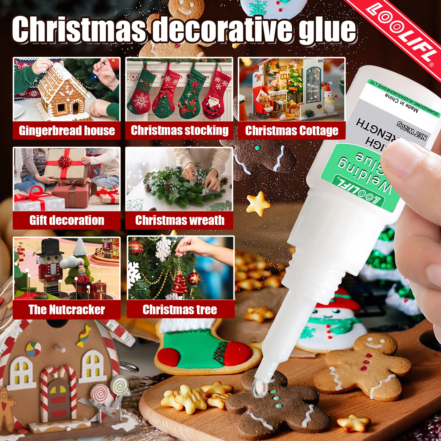 Superkleber, schnell trocknender Kleber, vielseitiger Kleber, DIY-Kleber, Weihnachtsbaumschmuckkleber, transparent, farblos, hochfest