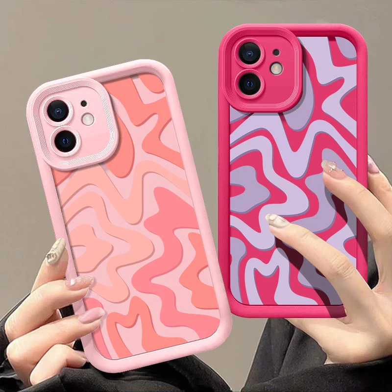 줄무늬 패턴 실리콘 폰 케이스 아이폰 17 에어 17 16 15 14 프로 맥스 15 플러스 13 12 프로 11 16e 캔디 컬러 충격 방지 커버