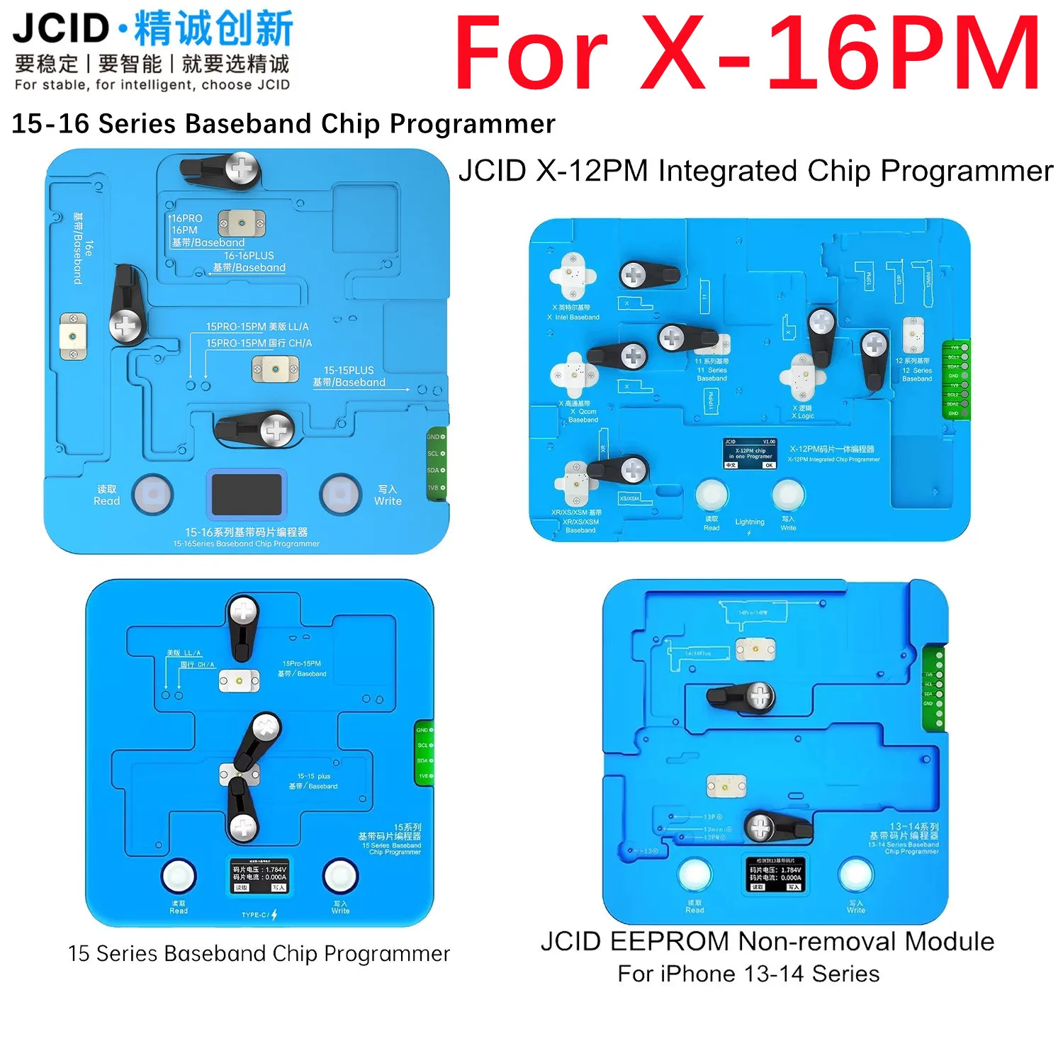 JC Baseband EEPROM Chip Non-removal Programmer for IPhone X-16PRO MAX Reading and Writing Copy IC Data Voltage Current Detection