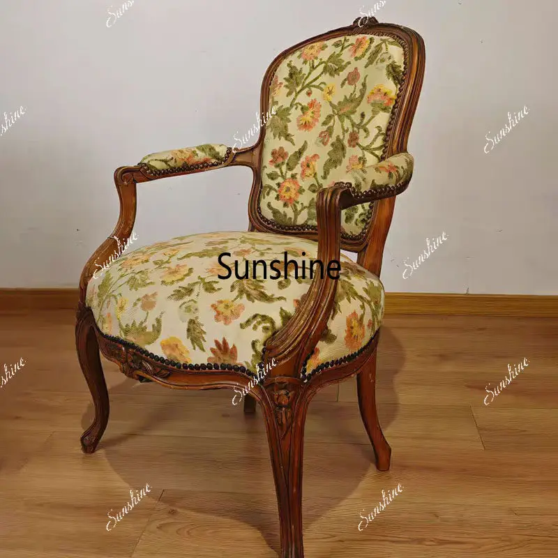 American rural solid wood retro old simple living room sofa chair