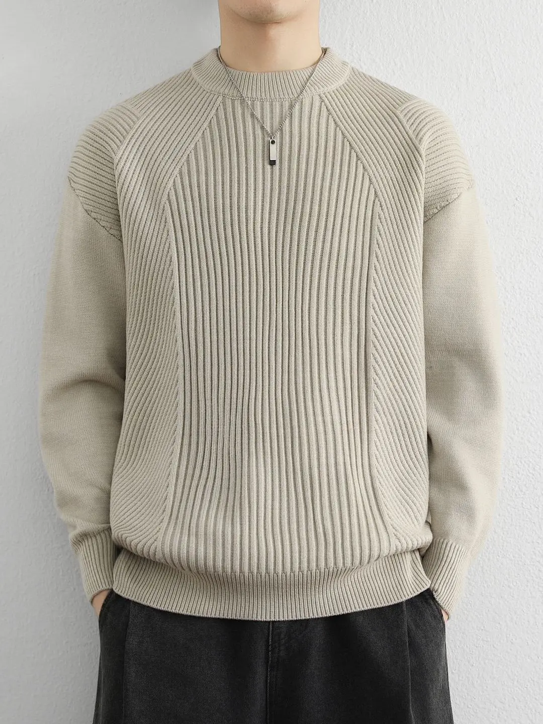 

Thiened round Ne Knitwear Men's Casual American Sle Sweater Youth Warm Base Layer irt Autumn Winter New Arrival