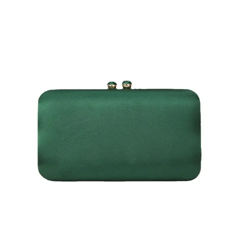 

Emerald Silk Like Satin Evening Bag for Women Luxury Rhinestone Solid Color Clutch Purse Elegant Mother Hand Bags Bolsa Feminina