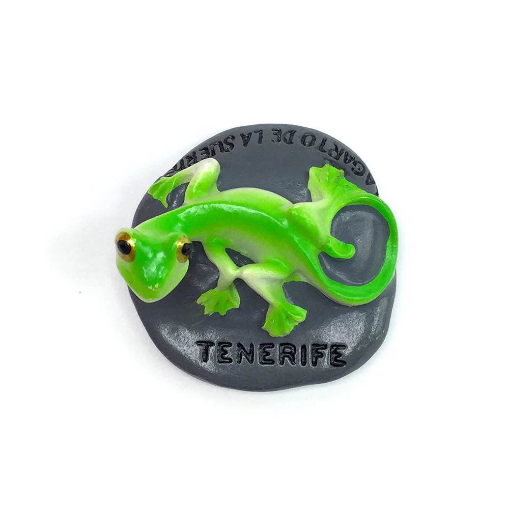

3D Resin Fridge Magnet - Tenerife Gecko on Stone - Strong Magnet for Home Decor - Unique Travel Souvenir