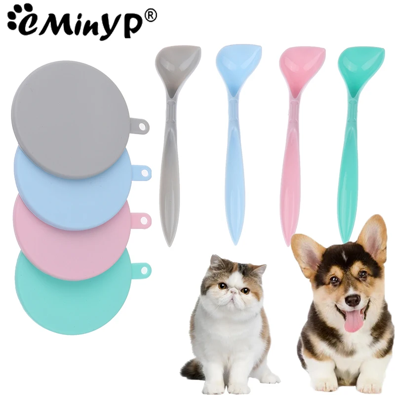 3 In 1 Reusable Pet Food Can Cover For 65mm 75mm 85mm Silicone Dogs Cats Storage Tin Cap Lid Seal Cover with Spoons Pet Supplies