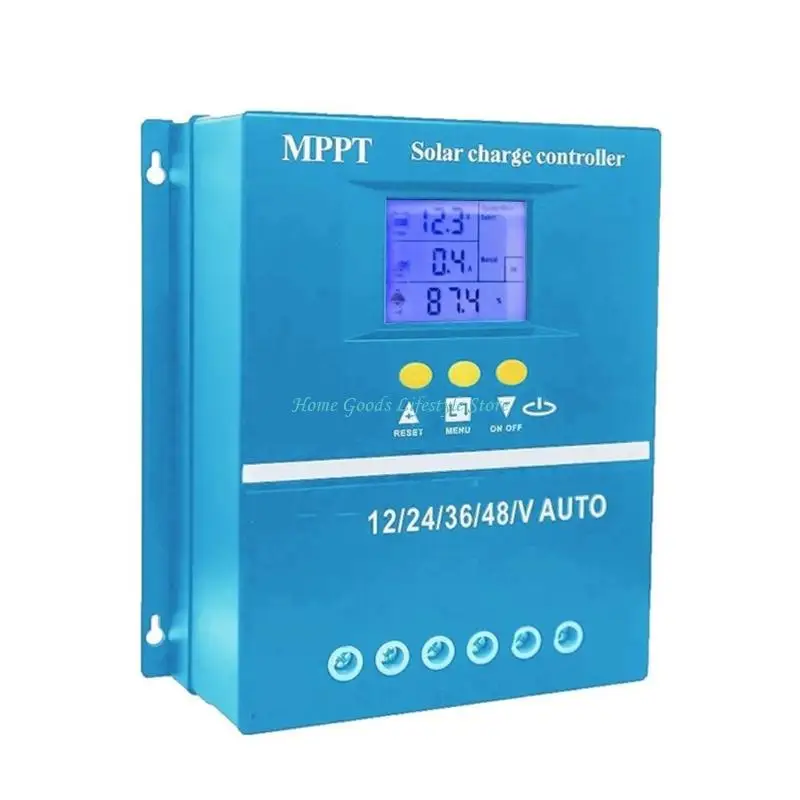 E74E High Efficiency 60A Solar Controllers Auto Detects 12V/24V Systems Waterproof ABS Construction Real Time LCD Monitoring