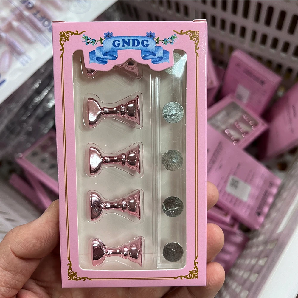 Support magnétique pour faux ongles, 5 pièces/boîte, présentoir de pratique, Base en cristal, vernis Gel UV, étagère de présentation pour manucure