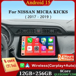 Android 15 Carplay Auto For NISSAN MICRA KICKS 2017 2018 2019 Car Radio Multimedia Video Player Navigation GPS No 2Din 2 Din 4G