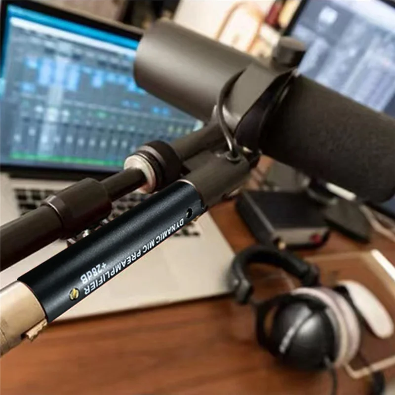 FFYY-DM1 เครื่องขยายเสียงไมโครโฟนสําหรับ DM1 แบบไดนามิก 28DB Gain Mic Amplifier สําหรับแบบไดนามิกและ Passive ริบบิ้นไมโครโฟน