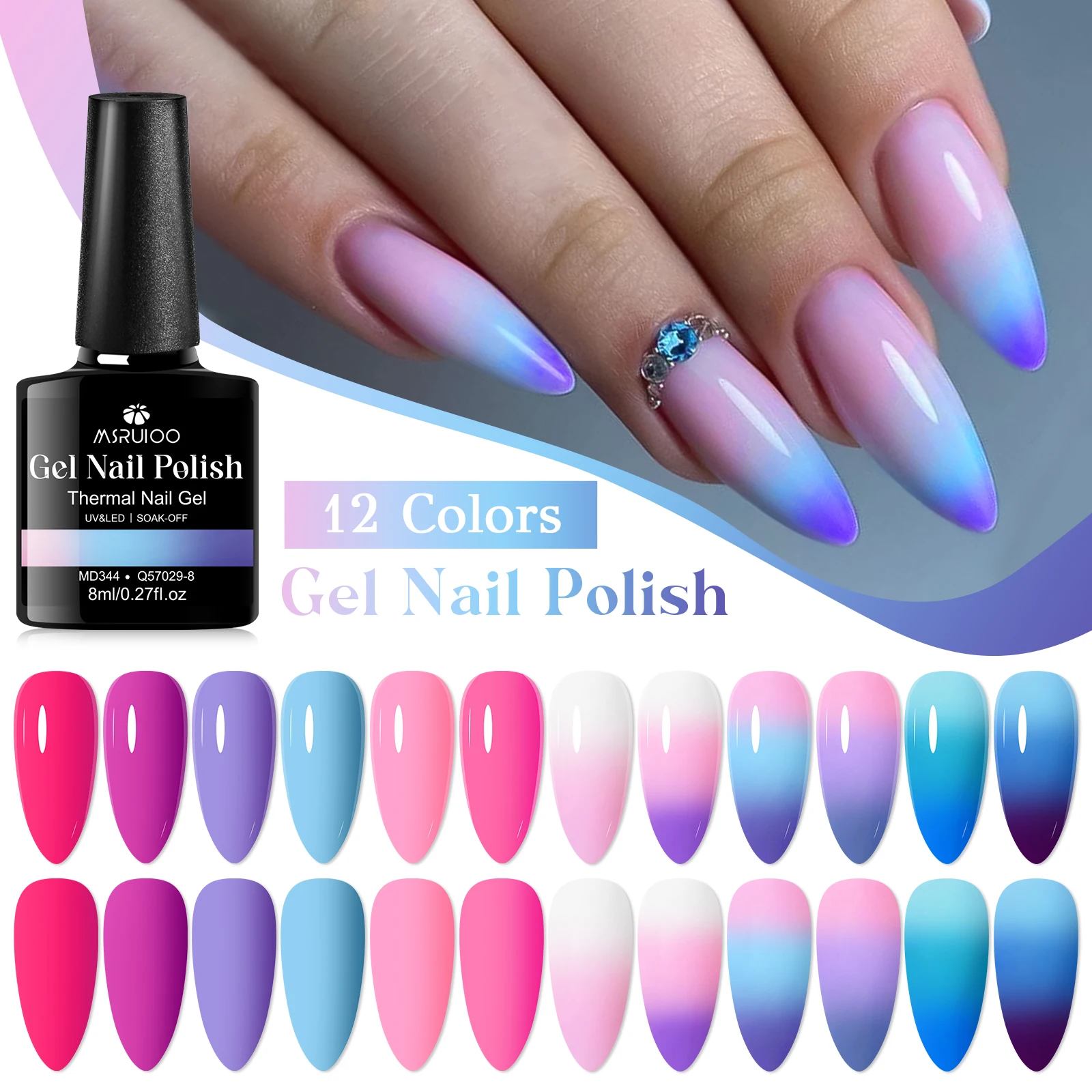12 pz Gel Termico Smalto Per Unghie Set Temperatura Cambia Colore Semi Permanente Soak Off Gel UV Vernice Manicure Unghie Forniture FAI DA TE