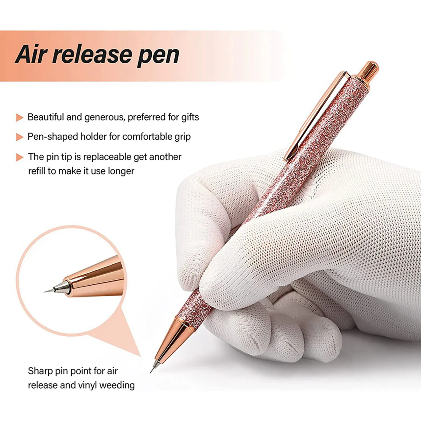 N09R-4 Pcs Glitter Weeding Pen Fine Point Pin Pen Weeding Tool For Vinyl Air Release Pen For Easy Craft Vinyl Projects
