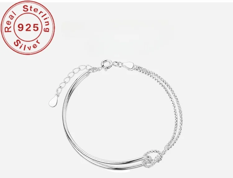

925 Silver Geometric Chain Knot Bracelet Simple Cold OL Wind Hundred U Shape Bracelet Hot Top1