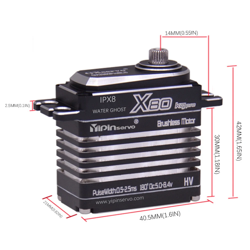 GXservo 80kg Waterproof IPX8 Digital Servo PWM Brushless Motor High Torque Metal Gear Magnetic Encoding Servo for RC Cars Robot