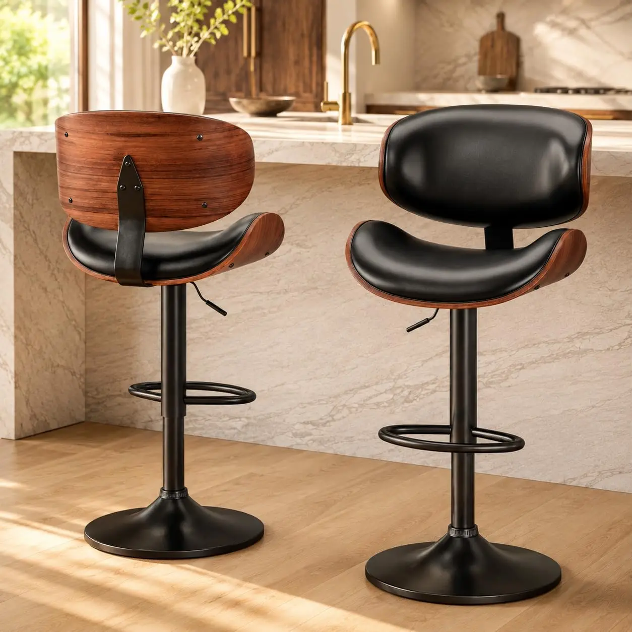 Swivel Bar Stools Set of 2, Bar Stools for Kitchen Counter