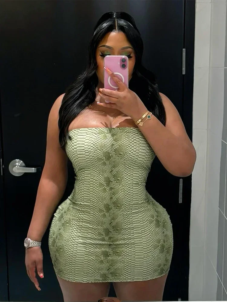 Serpentine imprimé Mini robe femme Sexy enveloppement poitrine dos nu maigre pêche hanche filles chaudes minuit Club fête Coquette moulante
