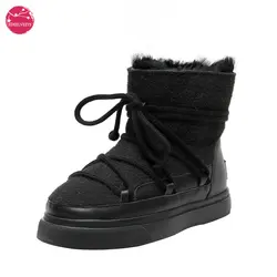 Mulheres de pele quente tornozelo botas de neve meninas plataforma à prova dwaterproof água sapatos moda camurça feminino ao ar livre casual apartamentos booties transporte da gota