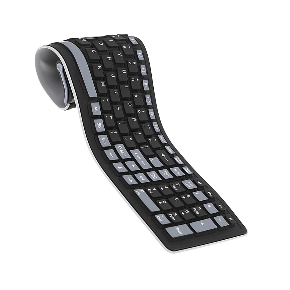

107 Key 2.4G Wireless Silicone Keyboard Waterproof Foldable Portable For Pc Ios Without Black