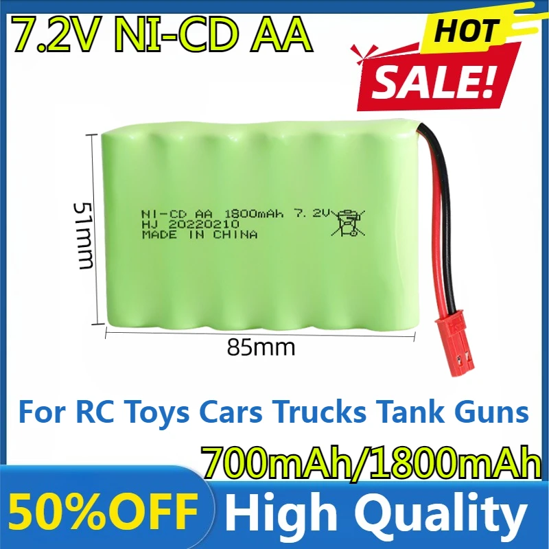 

New High Quality 7.2V NI-CD Battery 700mAh/1800mAh for RC Toys Cars Trucks Tank Guns RC TOYS 7.2V Battery