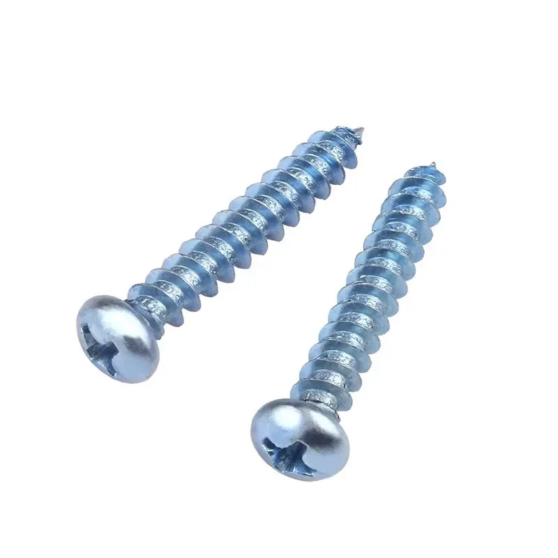 10~50PCS Blue Zinc Round Head Cross Recessed Self-tapping Screw Hardened Phillips Recessed Screw M3 M4 M5 M6 Length:6~60mm