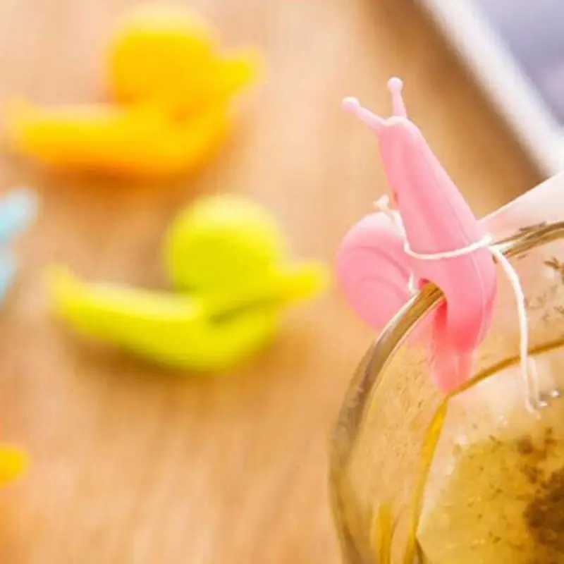 20/15/10/5/1PCS Cute Snail Shape Silicone Tea Bag Holder Cup Mug Candy Colors Gift Set Good Tea Tools Random Color Teaware Kitch