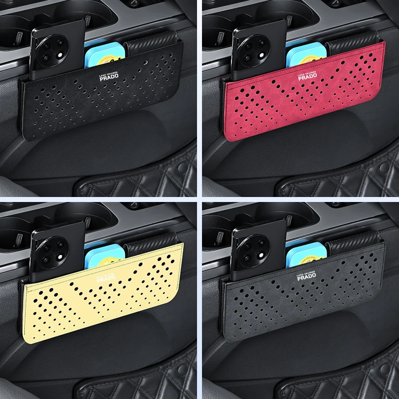 1PC Imitation Deer Skin Car Mesh Storage Bag Multi Functional Storage Box Car Door Seat Console For Land Cruiser Prado 120 Fj150