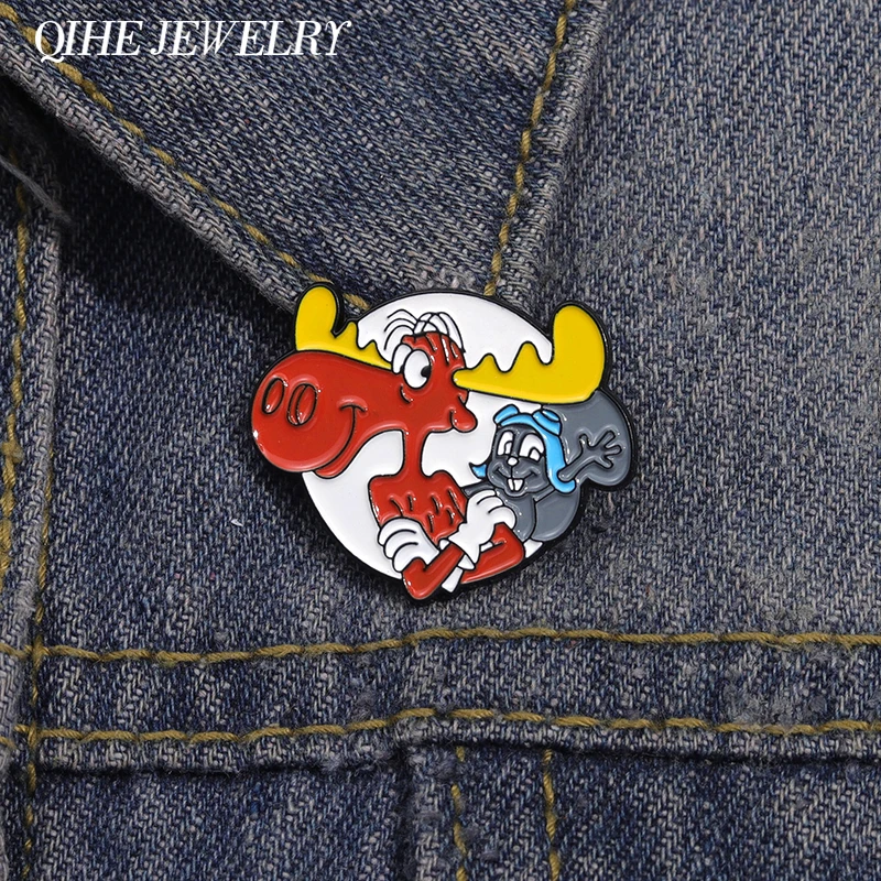 Komödie animierte Brosche Emaille Pins Cartoon Anime Ratte Rolle Metall Brosche dekorative Rucksack Kleidung Revers Abzeichen Schmuck Pin
