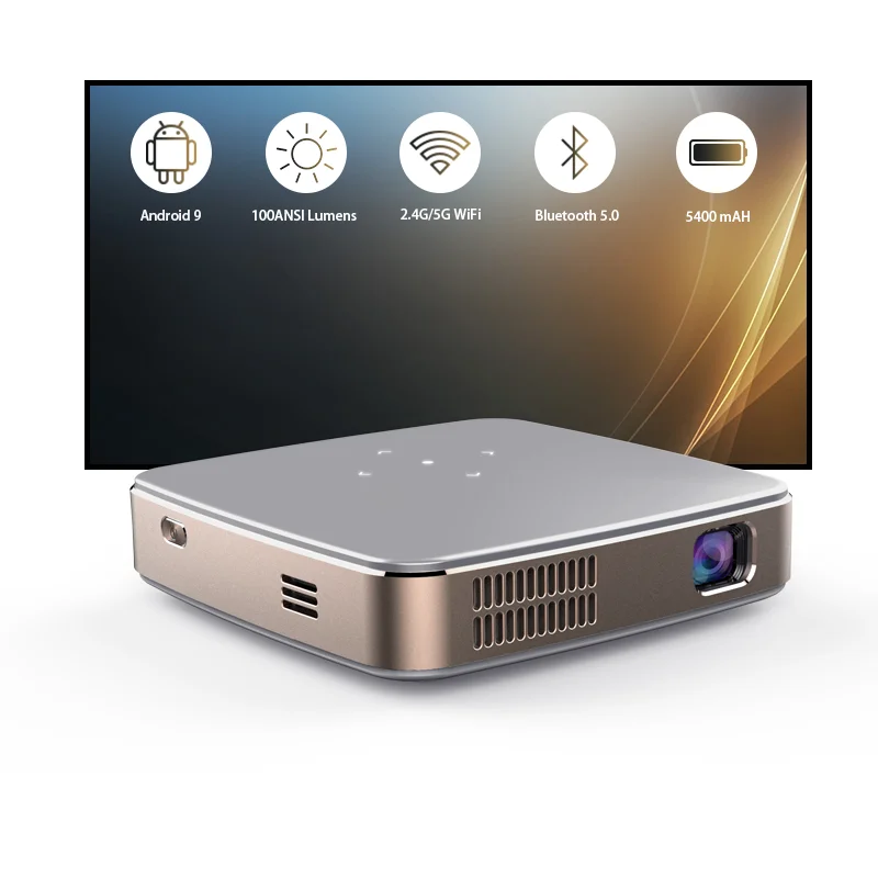 DLP Mini 4K Projecteur 1080P Home Theater Large Screen For Game Smart Android 9 Beamer Palm Size Wireless Mirroirng WiFi