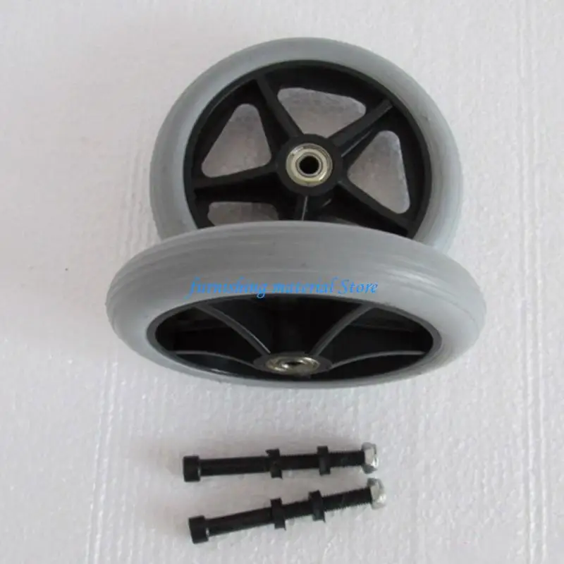 Y5GD 2Pcs 6/7/8inch Anti-skid Wheelchair Front Caster Replacement Tire Wheel for Electric & Manual Wheelchairs