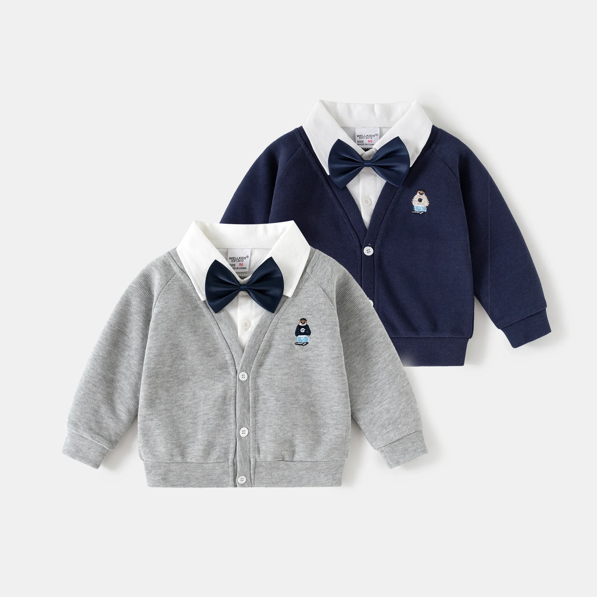 Stylish Toddler Boys Polo Sweatshirts Cute Bears Kids T-shirts Long Sleeve Children's Clothes