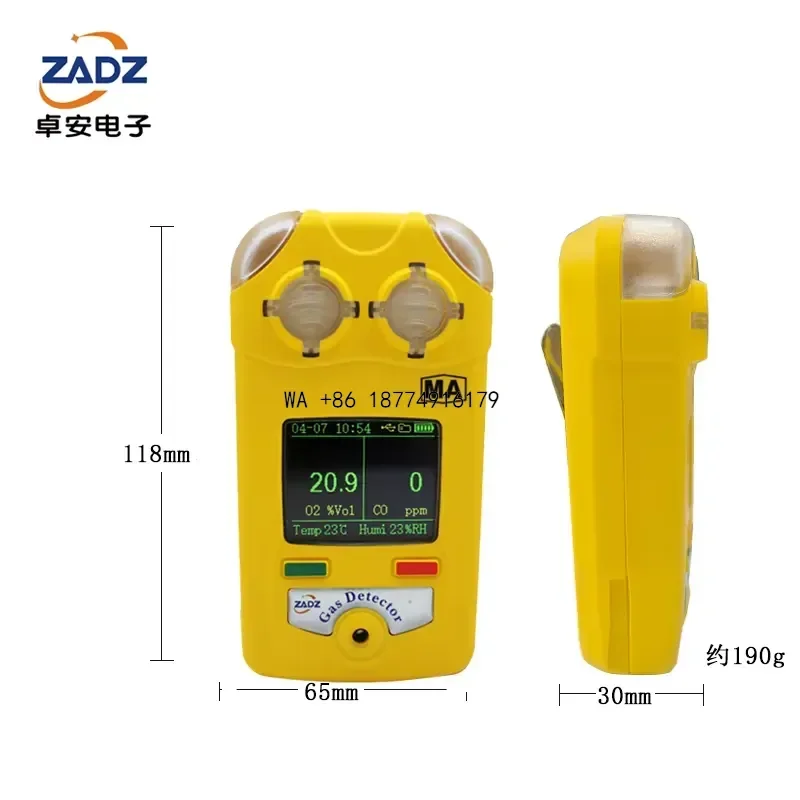 wmwmnu Explosion Proof Oxygen Carbon Monoxide Detector IP65 Rechargeable With TFT Color Display for Underground Mining
