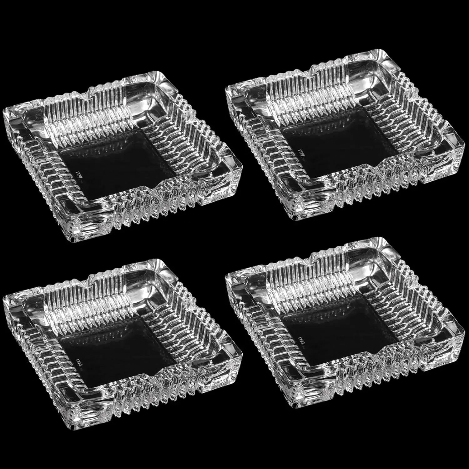 

4 Pack 7x7 Inches Square Glass Ashtray for Cigarettes, Cigars, Office, Tabletop, Restaurant Decoration