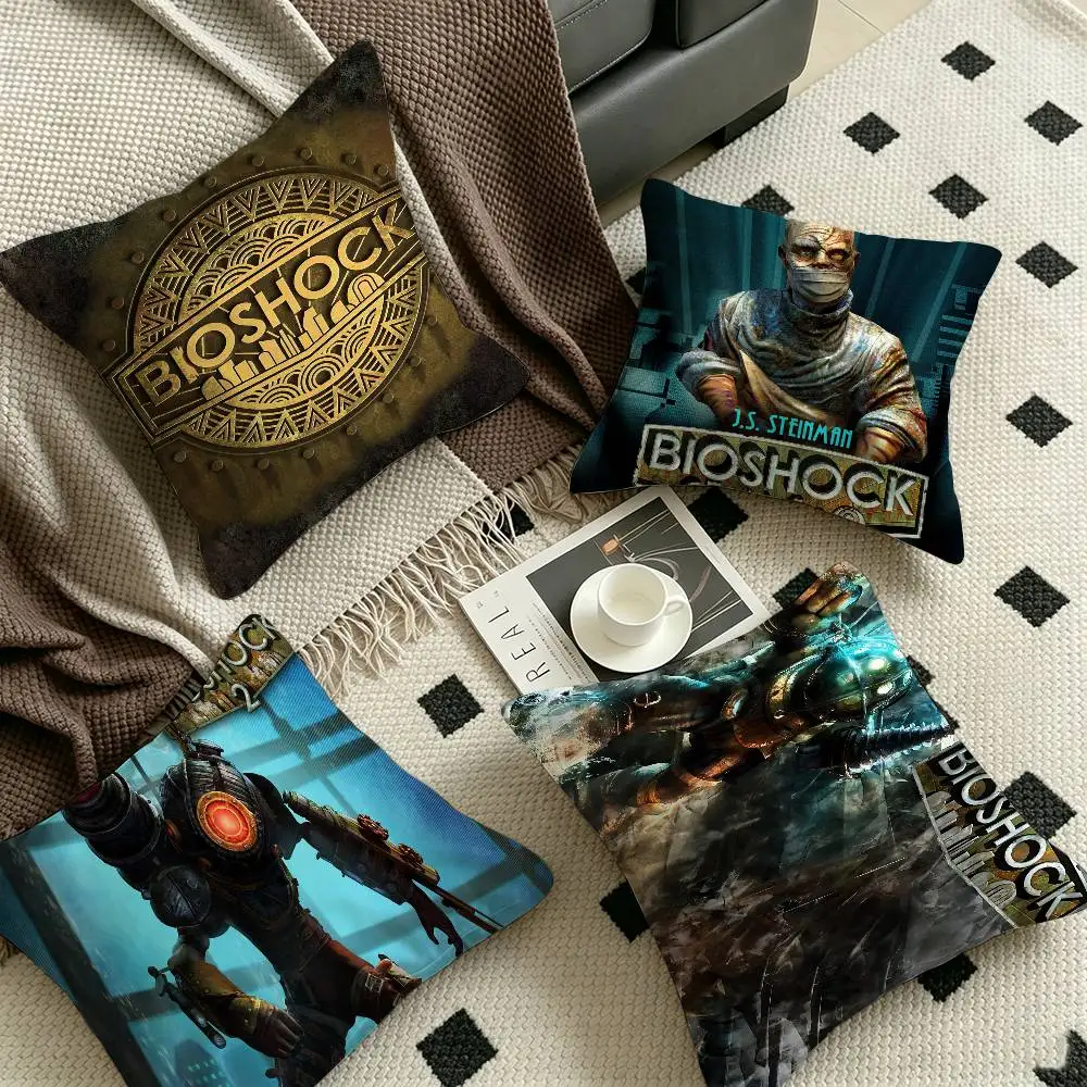 Housse de coussin rétro B-Bioshock R-Rapture, housse de coussin décorative, taie d'oreiller imprimée pour canapé