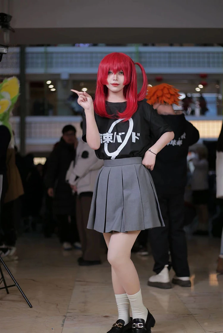 أزياء Ikuyo Kita أنيمي Bocchi The Rock التأثيرية فستان أحمر شعر مستعار تنورة الجوارب JK موحدة كرنفال حفلة كوس دعوى للفتيات والنساء