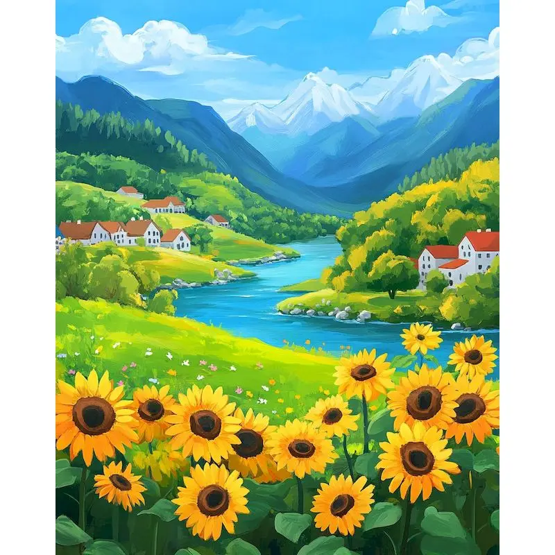 

RUOPOTY Diy Painting By Numbers Kits Seaside Path For Adults Acrylic Paint By Numbers Landscape Wall Art Room Home Decoration