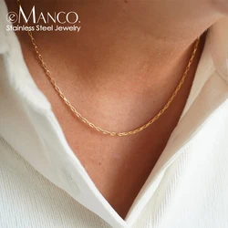 eManco Stainless Steel Box Chain Chocker Necklace Gold-Plated Choker Necklaces Trendy Romance Women Jewelry Gift