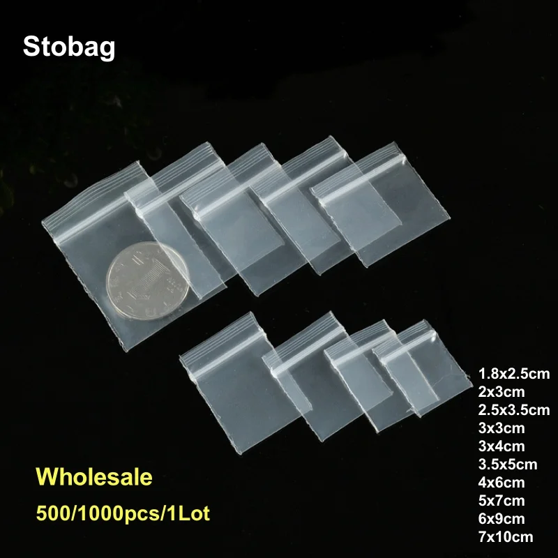 

StoBag 500/1000pcs Wholesale Transparent Mini Ziplock Small Bags Sealing Jewelry Food Packaging Clear Plastic Pouches Storage