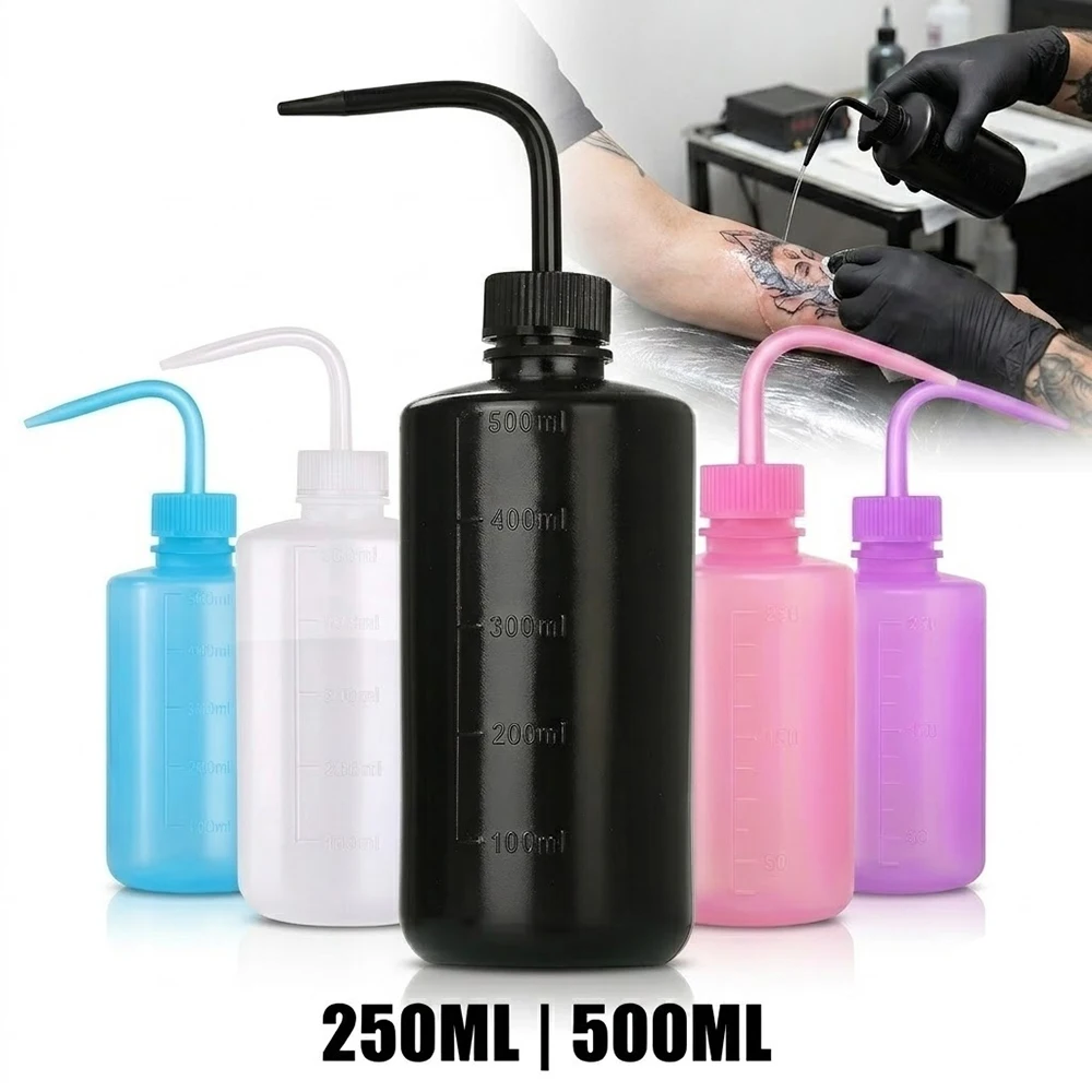 Bouteille de lavage pour tatouage 250/500 ml, en plastique, anti-fuite, avec échelle graduée, pour rinçage et nettoyage, accessoires pour tatouage