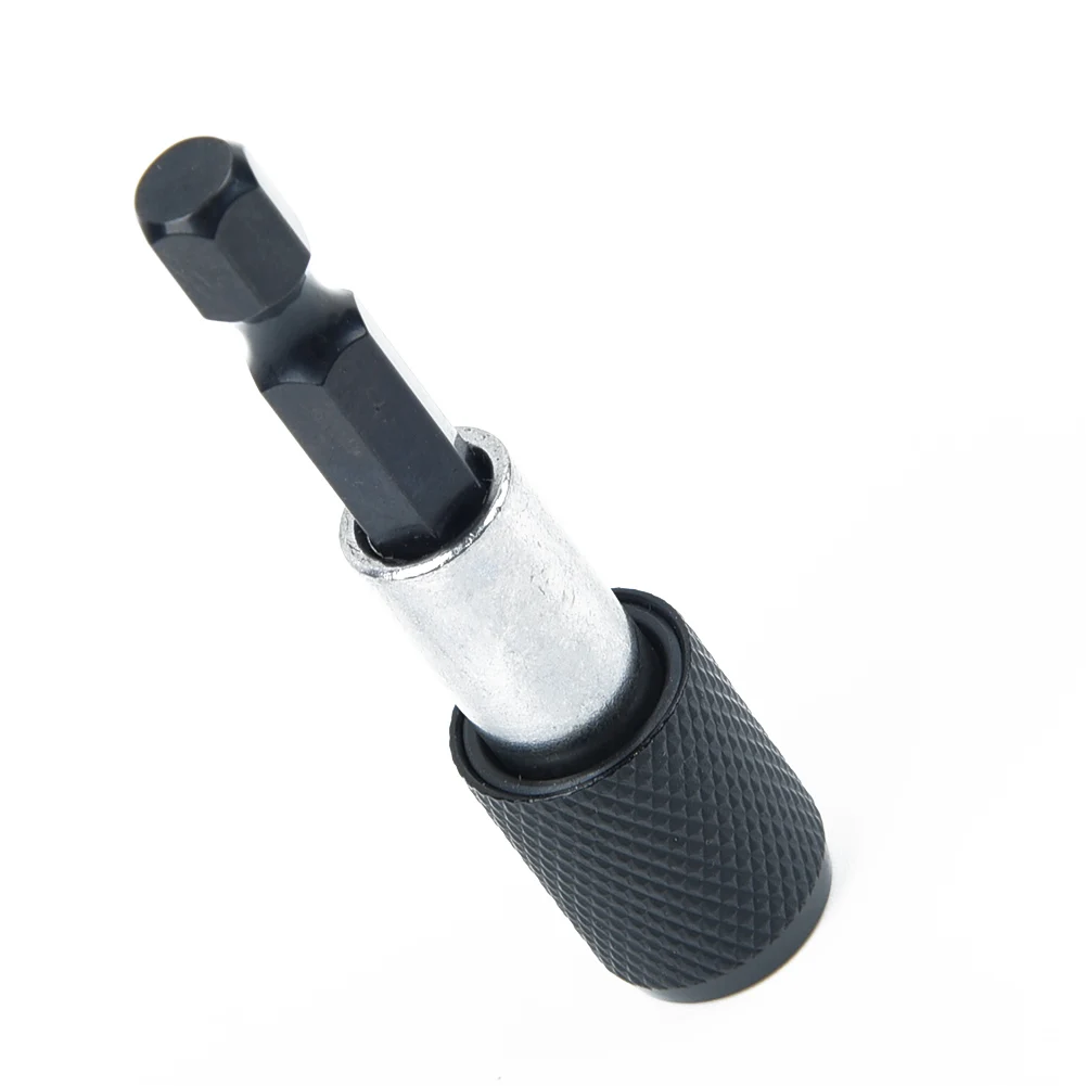 Hex Shank Quick Release Drill Screw Screwdriver Bit Holder 1/4\" 60mm Knurled Extension And Conversion Chuck Power Tools Access