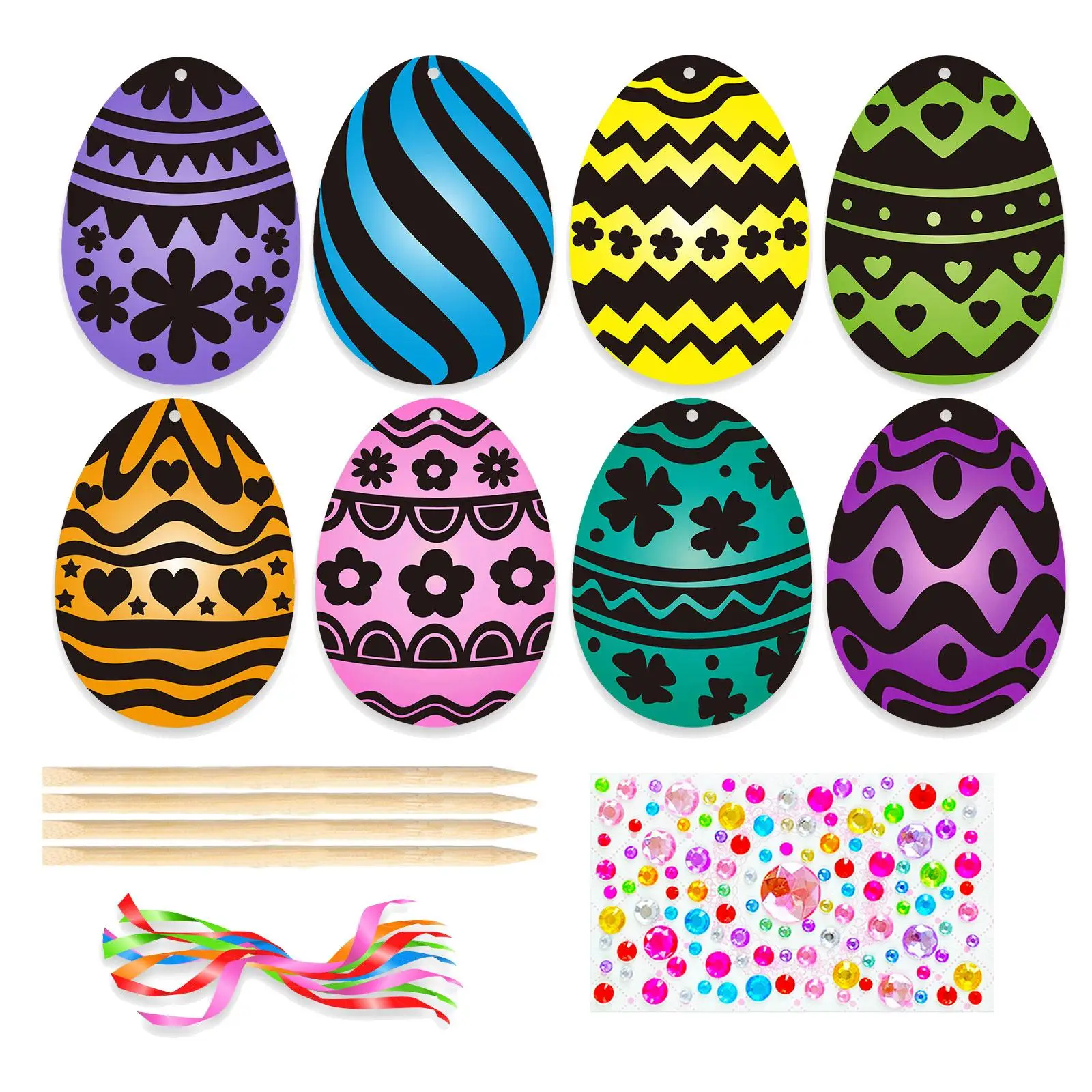 Easter Egg Scratch Paper Colorful Scratch Craft Drawing Children Gifts Funny Painting for Kids Decoration Ornaments