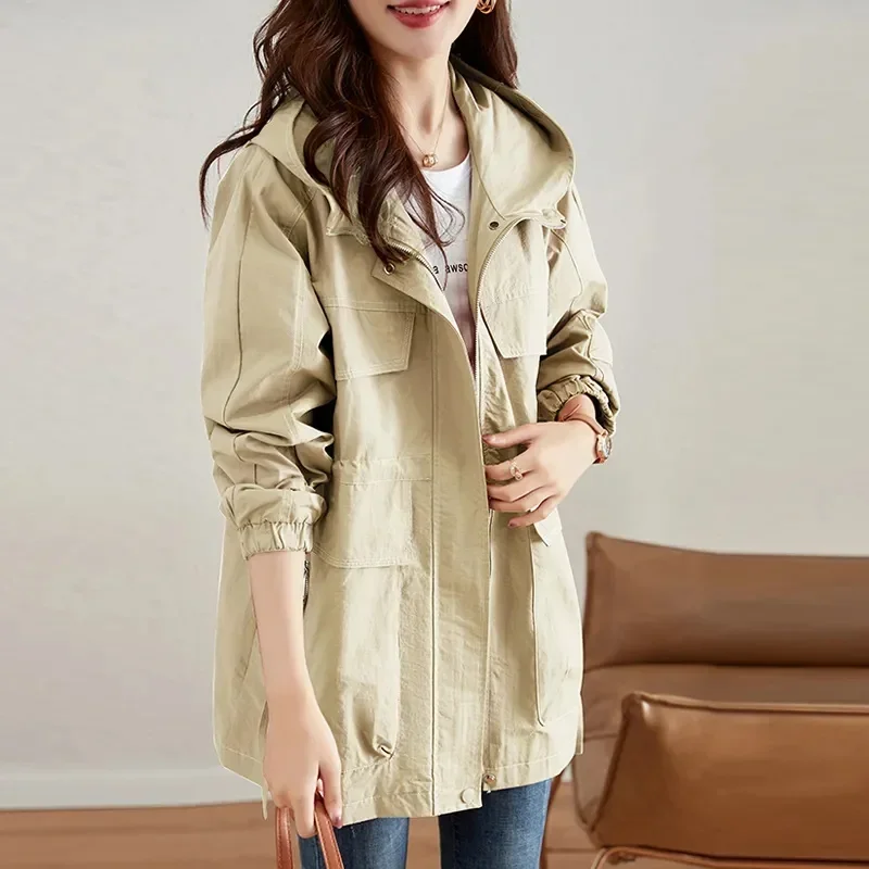 Spring Autumn Trench Coat Women 2026 New Korean Mid Long Loose Women Overcoat Windbreaker Female Outerwear Coat Lining KX114