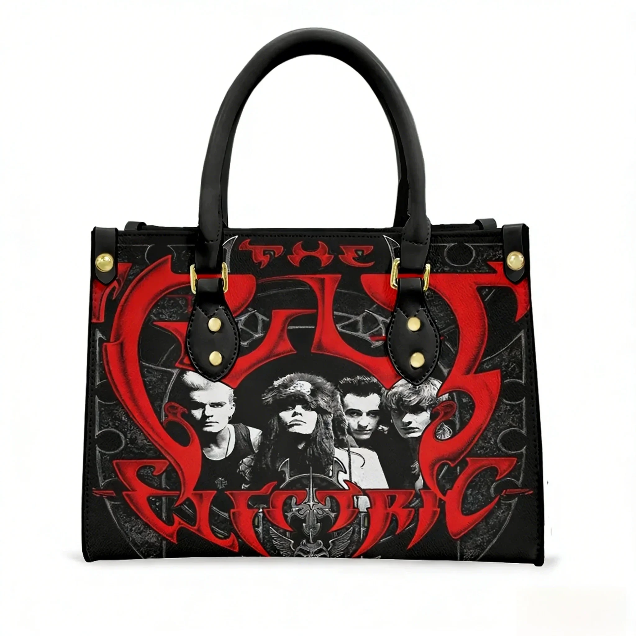 

The Cult Rock Band Tote Bag Purse Fun Retro Womens Mens Personalized Text Image PU Leather Handbag Business Shopping Gift Bags