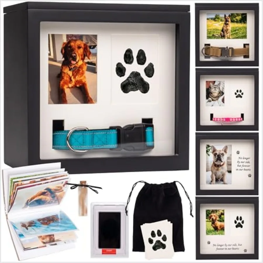 

Dog Urn for Ashes, 5 Customizable Displays with Paw Print Ink Kit and Flannel Bag, Pet Urns for Dogs Ashes, Pet Cremation Memor