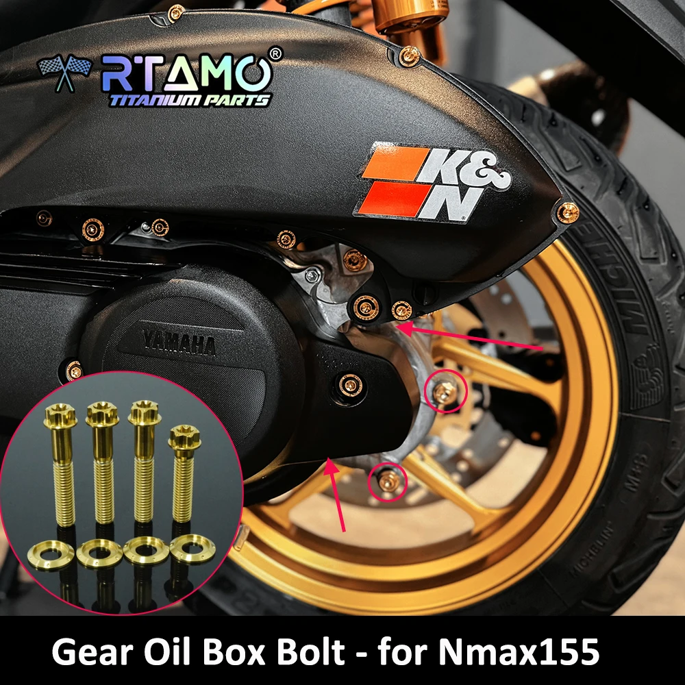 

RTAMO Gr5 Titanium Bolts Gear Oil Box Screw Fit for Yamaha Nmax155
