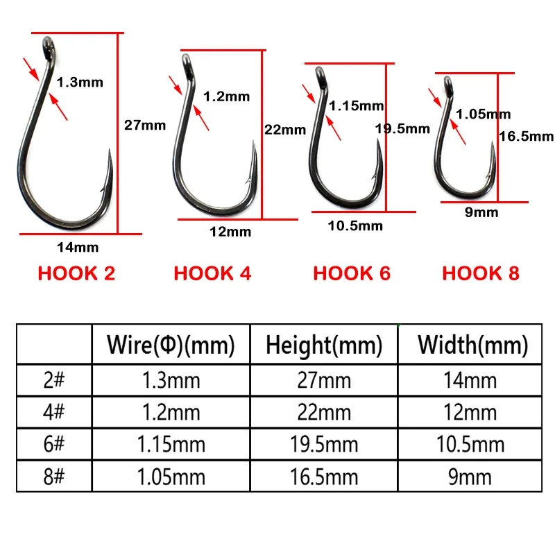 1Box Carp Fishing Matt Black Chod Hook PTFE Coated High Size 2/4/6/8 Micro Barbed Extra Strong Forged Shank For Carp Tackle