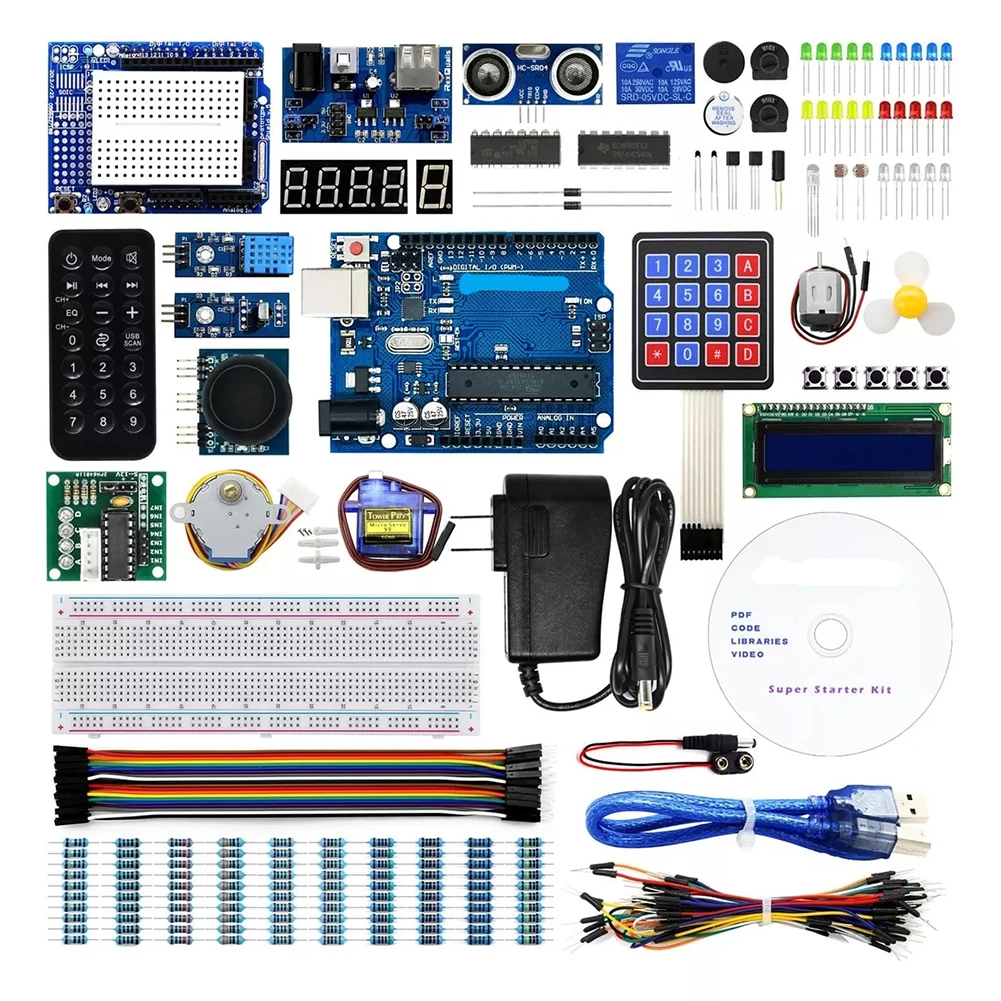 Starter Kit for Arduino  R3 Programming Beginner Learning Kit 1602 LCD Jumper Wire Robotics&Engineering Kits with Breadboard