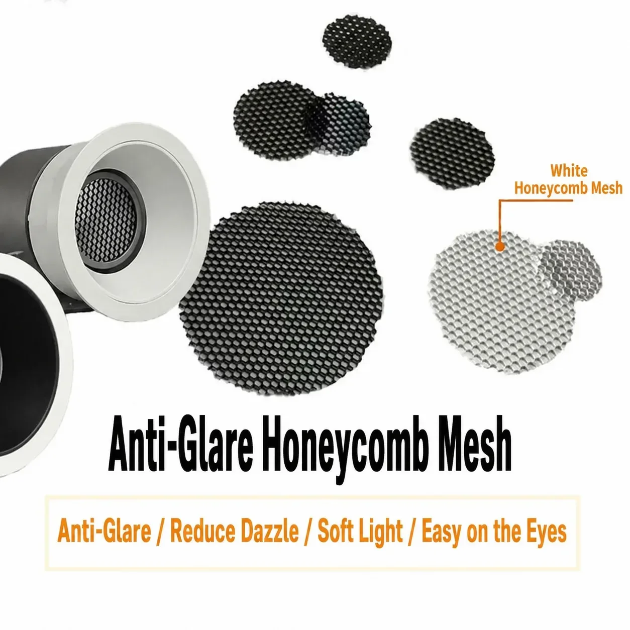 Black Aluminum Honeycomb Anti-Glare Cover for LED Downlight Spotlight Round Anti-Dazzle Mesh Lamp Accessory