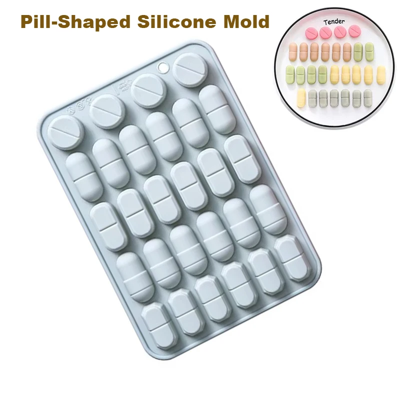 Molde de silicona en forma de pastilla para chocolate/gomas/comida para bebés, tema médico, molde de chocolate con forma de pastilla de corazón, bandeja para hornear Anneau2025E